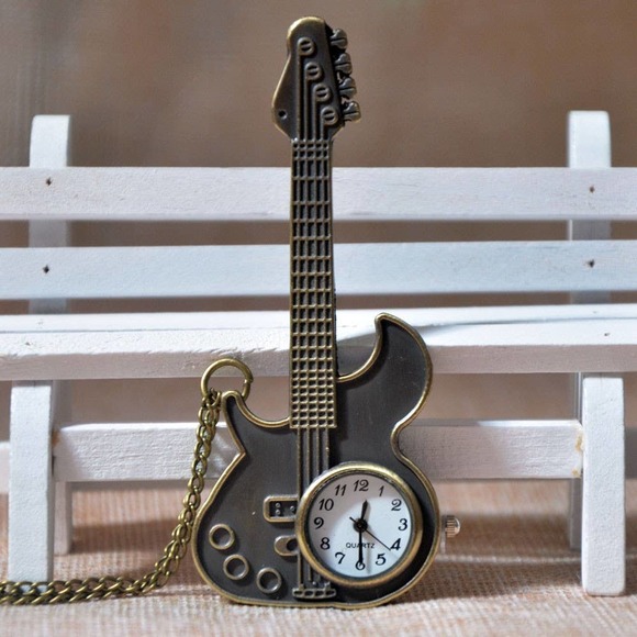 Pocket Watch Other - Guitar Pendant Watch NEW Gift Guitarist Player Pocket Necklace Fender Vintage